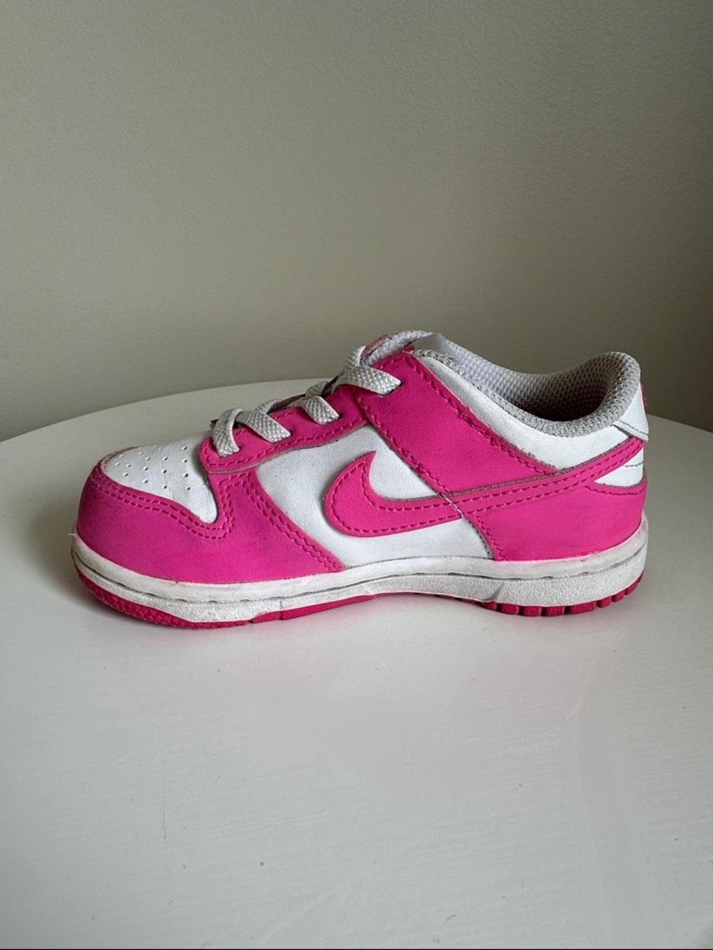 Nike Dunk Low Toddler White/Laser Fuchsia 9C - Picture 4 of 13